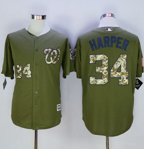 Nationals #34 Bryce Harper Green Camo New Cool Base Stitched MLB Jersey - Click Image to Close